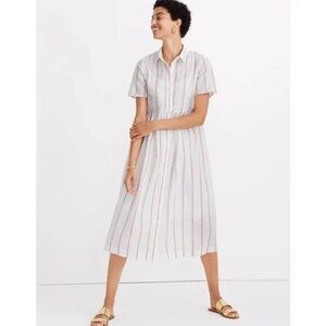 Madewell Striped Midi Shirtdress Swiss Dot Medium NWT $128 AL299